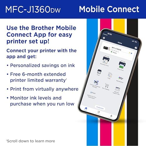Brother Work Smart 1360 Wireless Color Inkjet All in One Printer with Automatic Duplex Printing and 1 8  Color Display   Includes Refresh Subscription Trial 1   MFC J1360DW   Uses LC501 Series Inks 
