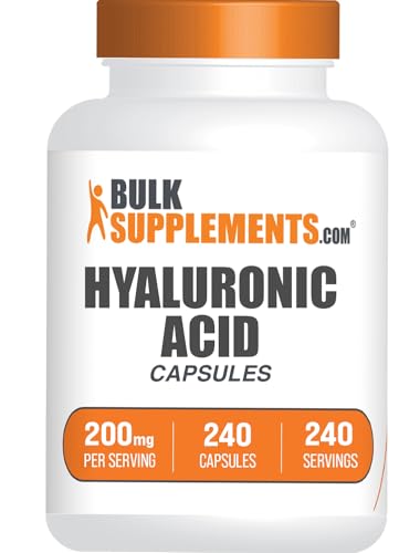 BulkSupplements com Hyaluronic Acid Capsules   Hyaluronic Acid Supplements  Hyaluronic Acid 200mg   Pure & Gluten Free  1 Capsule per Serving  240 Count  Pack of 1 