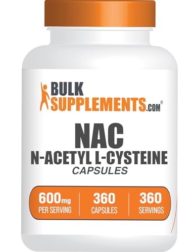 BulkSupplements com N Acetyl L Cysteine Capsules   N Acetyl Cysteine 600mg  NAC Supplement   600mg per Capsule  Gluten Free   1 NAC Capsule per Serving  360 Capsules  Pack of 1 