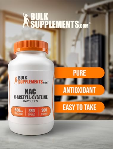 BulkSupplements com N Acetyl L Cysteine Capsules   N Acetyl Cysteine 600mg  NAC Supplement   600mg per Capsule  Gluten Free   1 NAC Capsule per Serving  360 Capsules  Pack of 1 