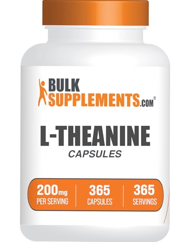 BulkSupplements. com L-teanina Cápsulas - L-teanina 200 mg, suplemento de aminoácidos - Sin gluten, 1 cápsula por porción, 365 unidades (paquete de 1)