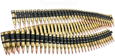 Bullet Belt M16  223 Caliber Black Metal Link Brass Shell Copper Tips USA Made