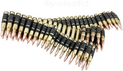 Bullet Belt M16  223 Caliber Black Metal Link Brass Shell Copper Tips USA Made