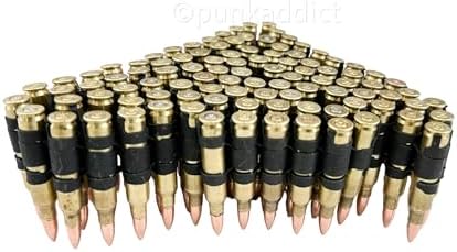 Bullet Belt M16  223 Caliber Black Metal Link Brass Shell Copper Tips USA Made