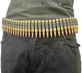 Bullet Belt M16  223 Caliber Black Metal Link Brass Shell Copper Tips USA Made