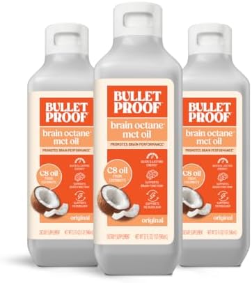 Bulletproof Brain Octane C8 MCT Oil  32 Ounces  Keto Supplement for Sustained Energy and Fewer Cravings