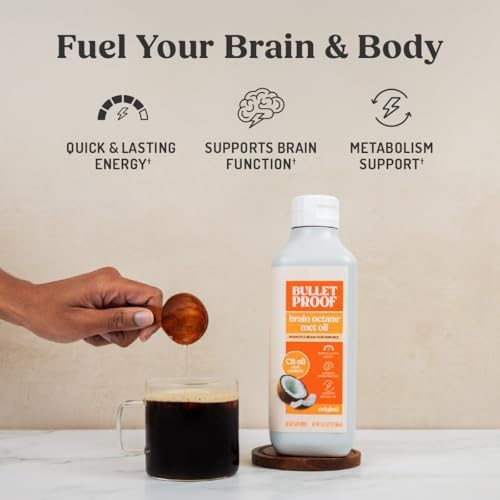 Bulletproof Brain Octane C8 MCT Oil  32 Ounces  Keto Supplement for Sustained Energy and Fewer Cravings