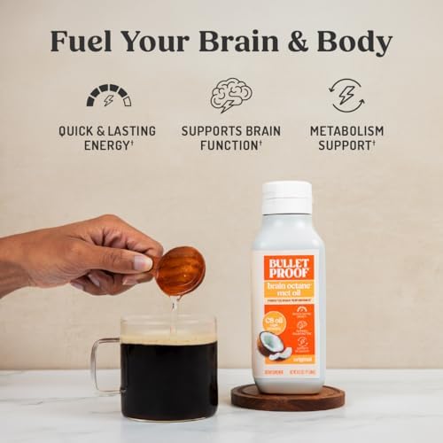 Bulletproof Brain Octane C8 MCT Oil  32 Ounces  Keto Supplement for Sustained Energy and Fewer Cravings