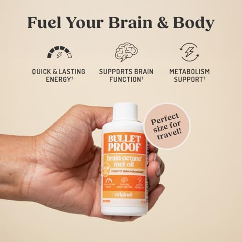 Bulletproof Brain Octane C8 MCT Oil Travel Size  3 Ounces  Keto Supplement for Sustained Energy and Fewer Cravings
