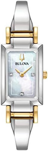 Bulova Ladies Classic Diamond Dial Quartz Stainless Steel Watch  Rectangle  Mother of Pearl