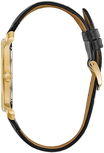 Bulova Mens Classic 3 Hand Quartz Black Leather Strap Watch  Roman Numeral Markers  41mm