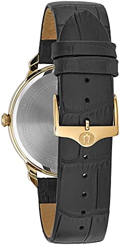 Bulova Mens Classic 3 Hand Quartz Black Leather Strap Watch  Roman Numeral Markers  41mm