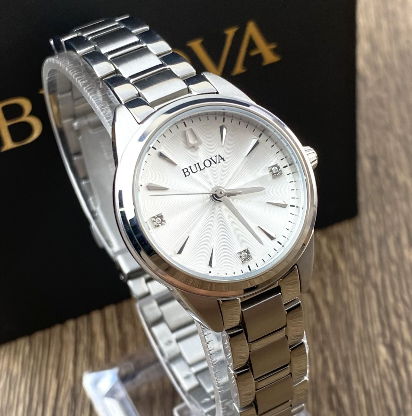 Bulova Sutton 96P219 Diamonds White Dial Stainless Steel Women s Watch