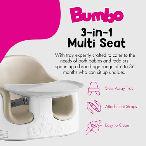 Bumbo 3 in 1 Multi Seat for 6 to 36 Months  Travel Baby Feeding & Play Floor Seat  All in One Portable Booster with Tray & Toddler High Chair  Taupe