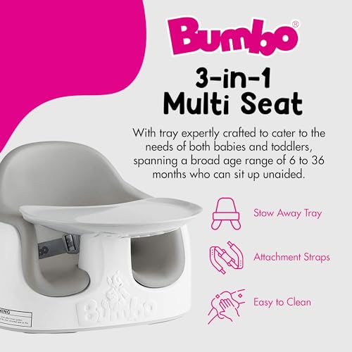 Bumbo 3 in 1 Multi Seat for 6 to 36 Months  Travel Baby Feeding & Play Floor Seat  All in One Portable Booster with Tray & Toddler High Chair  Taupe