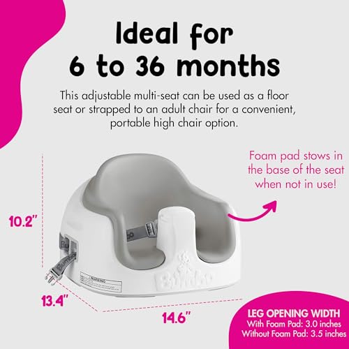 Bumbo 3 in 1 Multi Seat for 6 to 36 Months  Travel Baby Feeding & Play Floor Seat  All in One Portable Booster with Tray & Toddler High Chair  Taupe