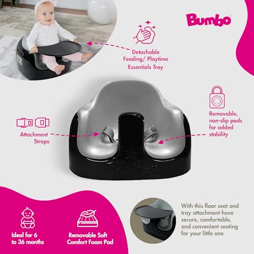 Bumbo 3 in 1 Multi Seat for 6 to 36 Months  Travel Baby Feeding & Play Floor Seat  All in One Portable Booster with Tray & Toddler High Chair  Taupe