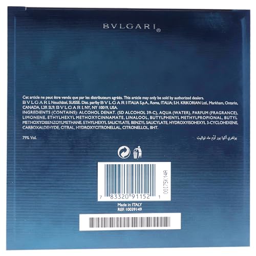 Bvlgari Aqua By Bvlgari For Men  Eau De Toilette Spray 3 4 Ounces