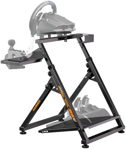 CAMMOO High Compatible Racing Wheel Stand Fits Handbrake  29 Holes Wheel Panel & 26 Holes Shifter Panel  Foldable Sim Steering Racing Stand  Widely Height Adjustable and Cup Holder