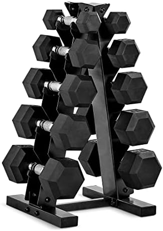 CAP Barbell Rubber Coated Dumbbell Weight Set with Vertical Rack   100 lb  150 lb  and 210 lb Options