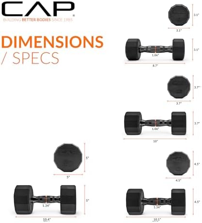 CAP Barbell Rubber Coated Dumbbell Weight Set with Vertical Rack   100 lb  150 lb  and 210 lb Options