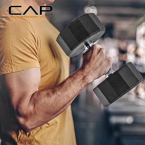 CAP Barbell Rubber Coated Dumbbell Weight Set with Vertical Rack   100 lb  150 lb  and 210 lb Options