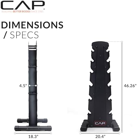 CAP Barbell Rubber Coated Dumbbell Weight Set with Vertical Rack   100 lb  150 lb  and 210 lb Options