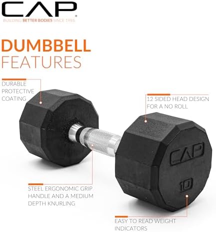 CAP Barbell Rubber Coated Dumbbell Weight Set with Vertical Rack   100 lb  150 lb  and 210 lb Options
