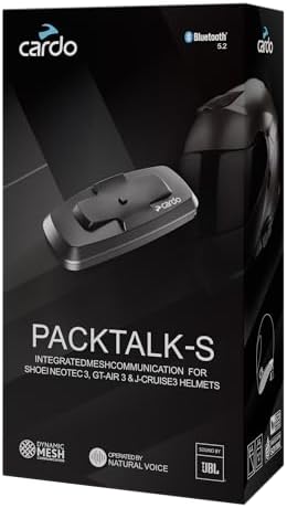 CARDO PACKTALK S for SHOEI GEN 3 Helmets  Communication System Designed Specifically to Fit SHOEI GT Air 3  NEOTEC 3  and J Cruise 3
