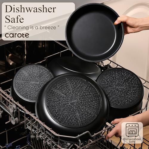 CAROTE 19pcs Pots and Pans Non Stick  Cookware Sets Detachable Handle  Induction Kitchen Pots and Pans NonStick Cooking Set  Oven/Dishwasher/Fridge Safe  Space Saving