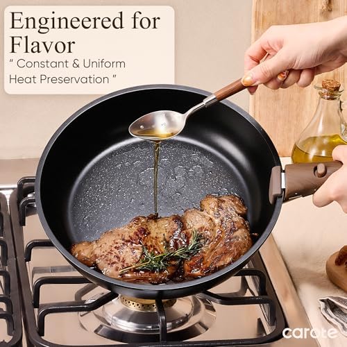 CAROTE 19pcs Pots and Pans Non Stick  Cookware Sets Detachable Handle  Induction Kitchen Pots and Pans NonStick Cooking Set  Oven/Dishwasher/Fridge Safe  Space Saving