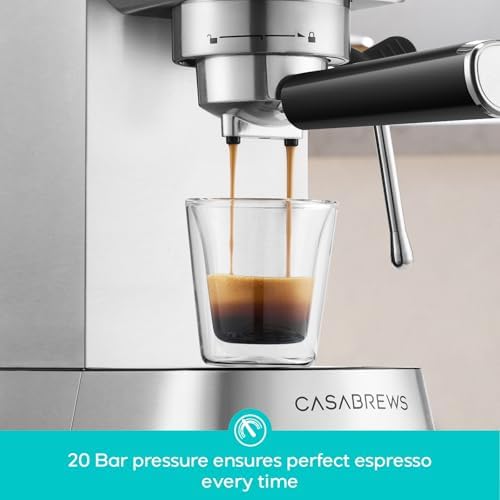 CASABREWS 5418 PRO Espresso Machine 20 Bar  Upgraded Espresso Maker with Powerful Steam Milk Frother  Stainless Steel Coffee Machine with Fast Heating System for Cappuccino  Latte  Silver