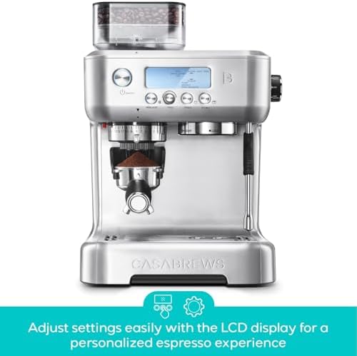 CASABREWS 5700Pro Espresso Machine with Grinder  Professional Coffee Maker with Milk Frother Steam Wand  Barista Quality Cappuccino Latte Machine with LCD Display  Great for Coffee Enthusiasts