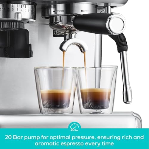 CASABREWS 5700Pro Espresso Machine with Grinder  Professional Coffee Maker with Milk Frother Steam Wand  Barista Quality Cappuccino Latte Machine with LCD Display  Great for Coffee Enthusiasts