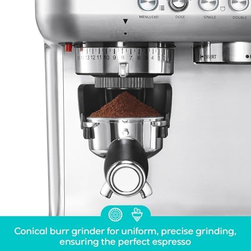 CASABREWS 5700Pro Espresso Machine with Grinder  Professional Coffee Maker with Milk Frother Steam Wand  Barista Quality Cappuccino Latte Machine with LCD Display  Great for Coffee Enthusiasts