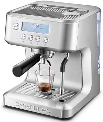 CASABREWS Ultra Espresso Machine with LCD Display  Espresso Maker with Powerful Milk Frother  Customizable Brewing Temperature  Provides Barista Level Lattes and Cappuccinos  Gift for Men & Women
