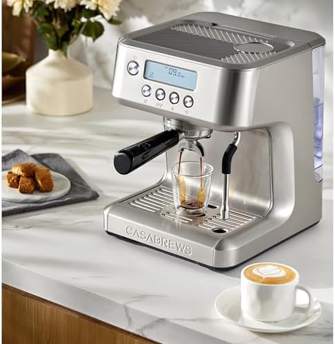 CASABREWS Ultra Espresso Machine with LCD Display  Espresso Maker with Powerful Milk Frother  Customizable Brewing Temperature  Provides Barista Level Lattes and Cappuccinos  Gift for Men & Women