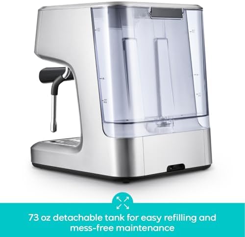 CASABREWS Ultra Espresso Machine with LCD Display  20 Bar Espresso Maker with Powerful Milk Frother  Customizable Brewing Temperature  Barista Level Latte and Cappuccino Machine for Home  Silver