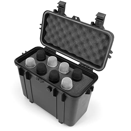 CASEMATIX Microphone Hard Case for 8 Mics Compatible with Sennheiser  Shure  Audio Technica Microphones and Other Wireless Mic System Transmitter Receiver Microphones   Case Only