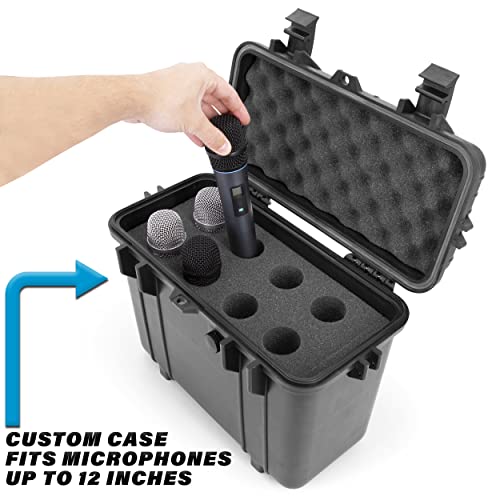 CASEMATIX Microphone Hard Case for 8 Mics Compatible with Sennheiser  Shure  Audio Technica Microphones and Other Wireless Mic System Transmitter Receiver Microphones   Case Only