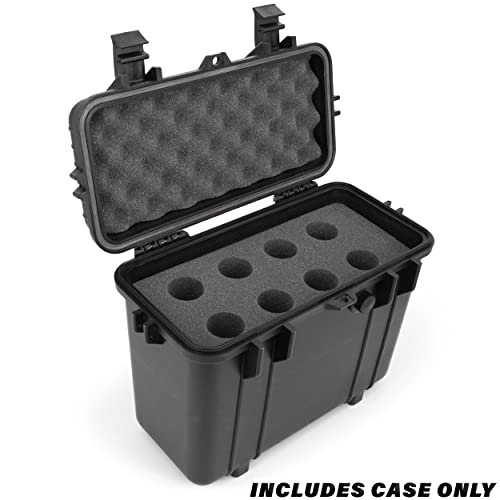 CASEMATIX Microphone Hard Case for 8 Mics Compatible with Sennheiser  Shure  Audio Technica Microphones and Other Wireless Mic System Transmitter Receiver Microphones   Case Only