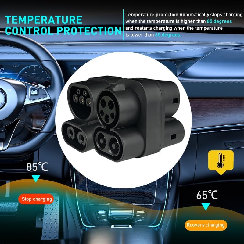 CCS1 to CCS2 Adapter EV Charger Adpater DC 1000V 400A and AC 32A EV Charger Connector Black Type 1 to Type 2 Adapter SAE j1772 to IEC62196