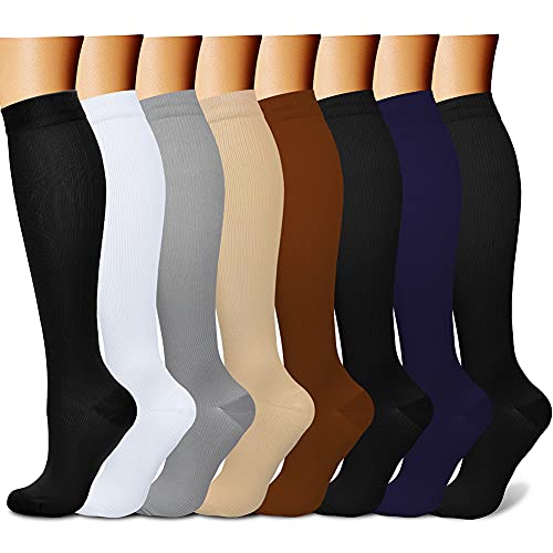 CHARMKING Compression Socks for Women & Men Circulation  8 Pairs  15 20 mmHg is Best Support for Athletic Running Hiking