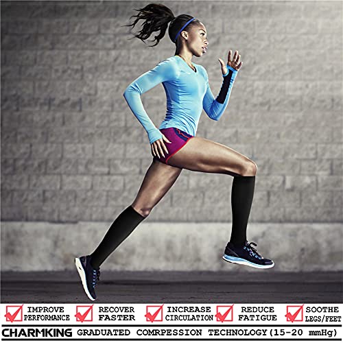CHARMKING Compression Socks for Women & Men Circulation  8 Pairs  15 20 mmHg is Best Support for Athletic Running Hiking