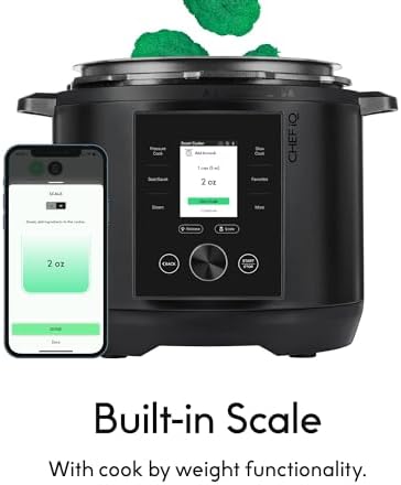 CHEF iQ Smart Pressure Cooker with WiFi and Built in Scale   Easy to Use 10 in 1 Multicooker with 500  Guided Recipes   Rice Cooker  Slow Cooker  Instant Meals for Foodies   6 Quart   Family Size