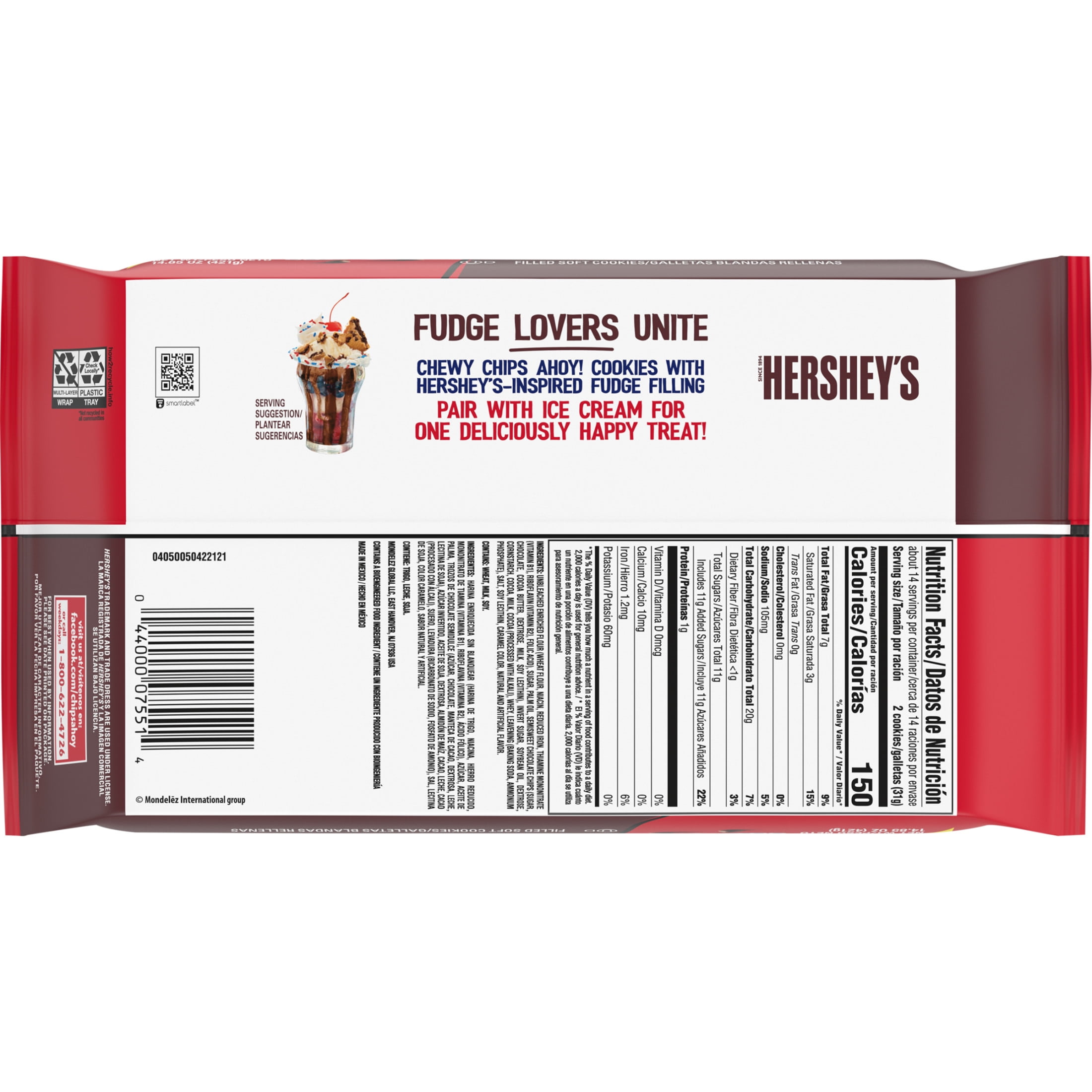 CHIPS AHOY  Chewy Hershey s Fudge Filled Soft Cookies  Family Size  14 85 oz