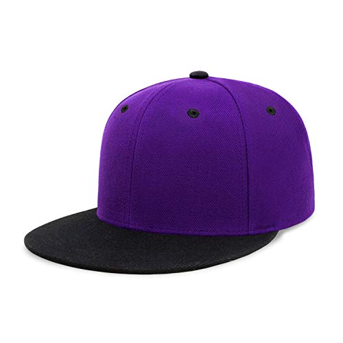 CHOK.LIDS Gorra de béisbol clásica con visera plana con visera ajustable en blanco de ala superior alta, estilo de color de moda, tono liso