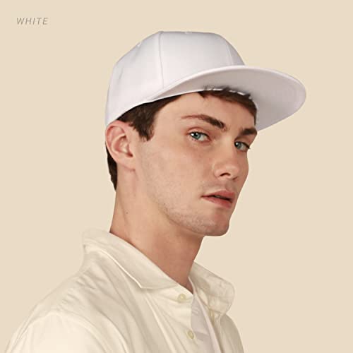 CHOK.LIDS Gorra de béisbol clásica con visera plana con visera ajustable en blanco de ala superior alta, estilo de color de moda, tono liso