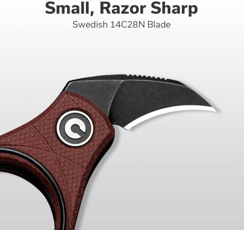 CIVIVI Pyrus Mini Keychain Knife  1 Piece   Small EDC Pocket Folding Box Cutter with 14C28N Blade & Ringed G10 Handle  Christmas Stocking Stuffers Gift for Men Women C23038 1  Burgundy