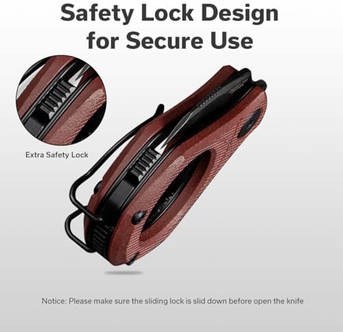 CIVIVI Pyrus Mini Keychain Knife  1 Piece   Small EDC Pocket Folding Box Cutter with 14C28N Blade & Ringed G10 Handle  Christmas Stocking Stuffers Gift for Men Women C23038 1  Burgundy